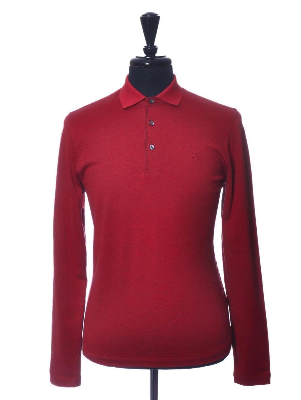 Dunhill Deep Red Long Sleeve Polo Shirt L 36813